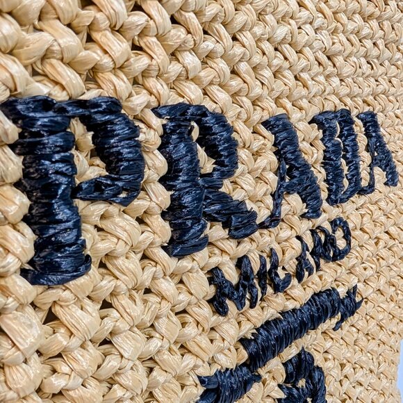 Prada Natural/Beige Small Woven Raffia Tote - Picture 8 of 13
